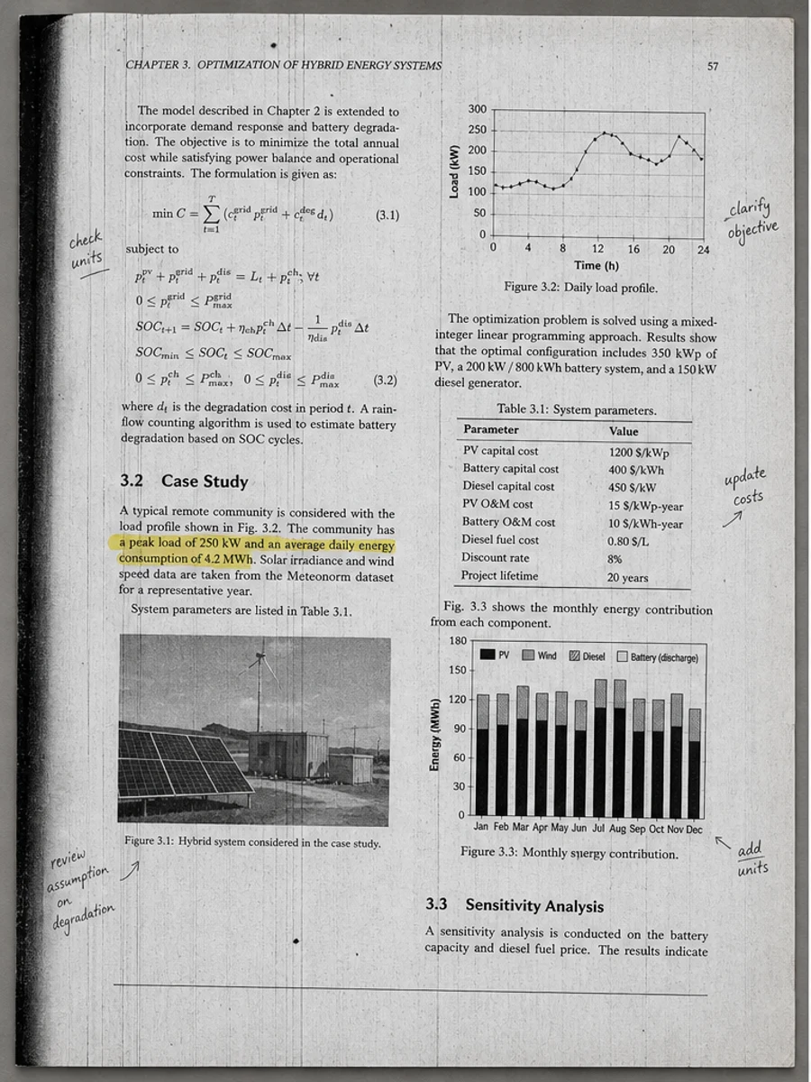 Vorher: Der ursprüngliche Scan hat dieses Problem: Kopierschleier, Einzugsstreifen und matter Hintergrund schwächen Text und Diagramme. Das erschwert das Lesen und kann spätere OCR- oder Prüfprozesse beeinträchtigen.